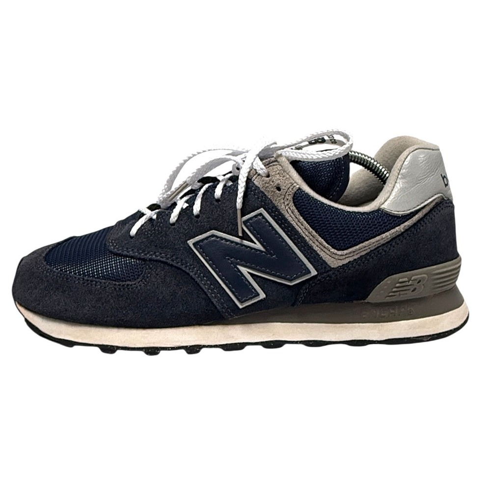 New Balance Classic 574 Navy Blue Suede Sneakers Womens Low Top Shoes sz 9.5